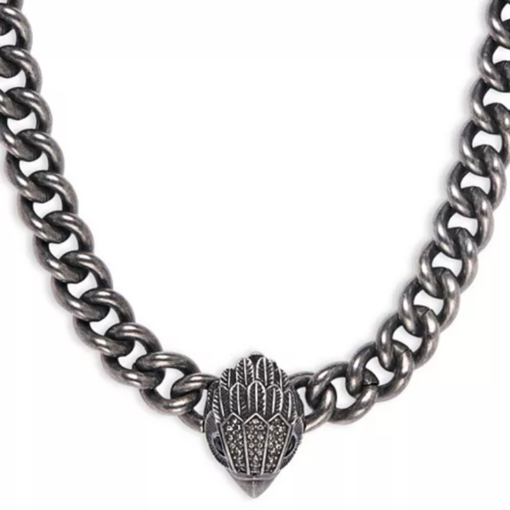 Kurt Geiger Eagle Chain Link Pendant Necklace in Silver Tone, 16"-18"